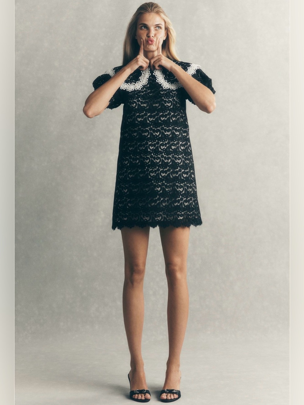❤️🔥Firm Price❤️🔥Maeve puff sleeve collared lace mini dress - Picture 1 of 14
